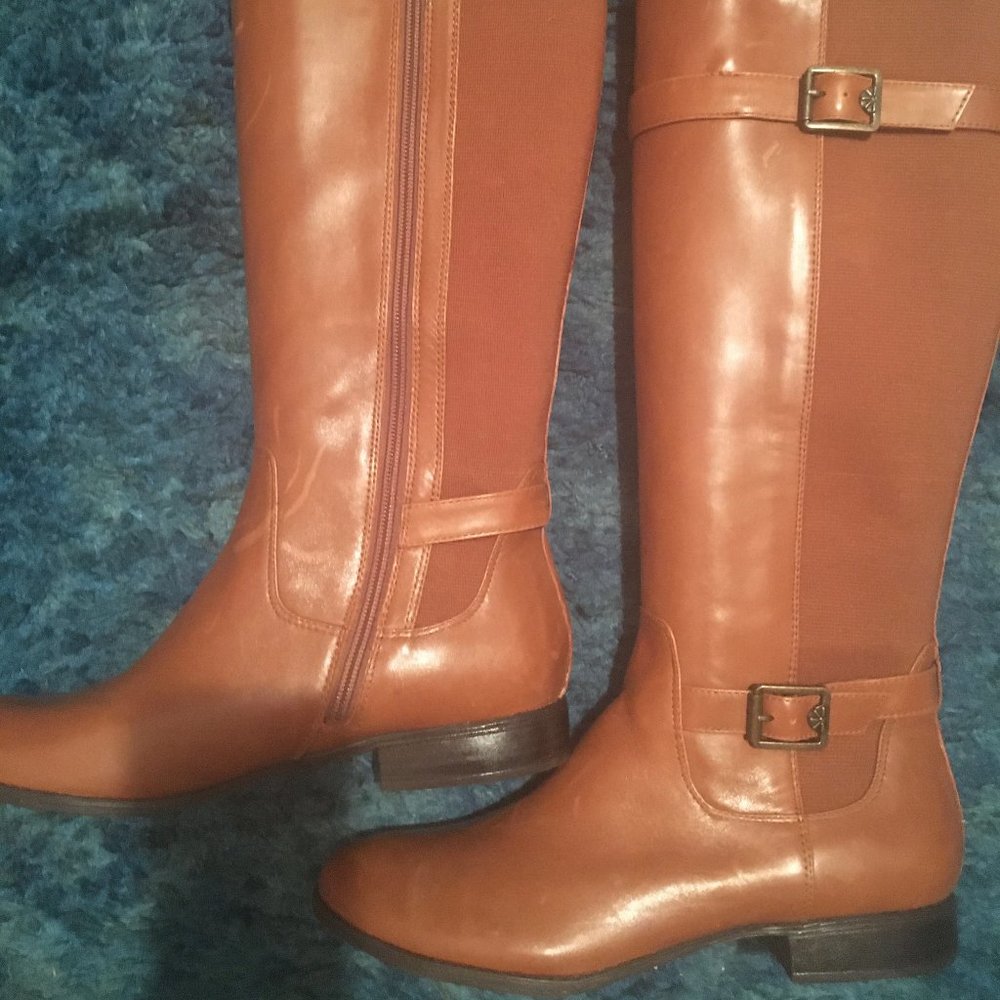 Isaac Mizrahi Riding Boots Leather and Stretch Fabric